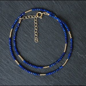 Lapis Beaded Necklace Blue Natural Gemstone Choker handmade jewelry